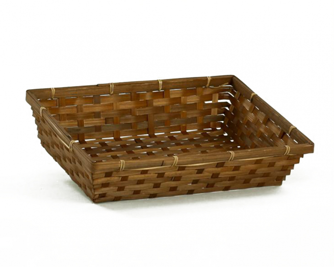 Cesto rettangolare in vimini marrone, formato 28x37 cm, altezza 8 cm