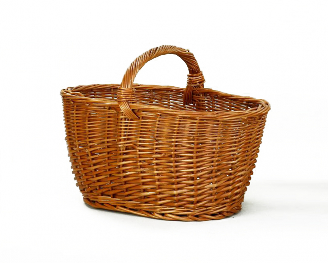 Cesto legna in vimini formato 34x50 cm, altezza 25 cm e 37 cm con manico