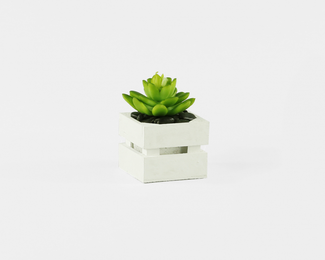 Porta vaso in legno "Cheap" bianco, formato 7x7 cm altezza 6 cm