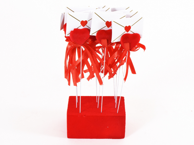 Cuore rosso porta lettera diametro 3 cm, confezione da 12 pezzi