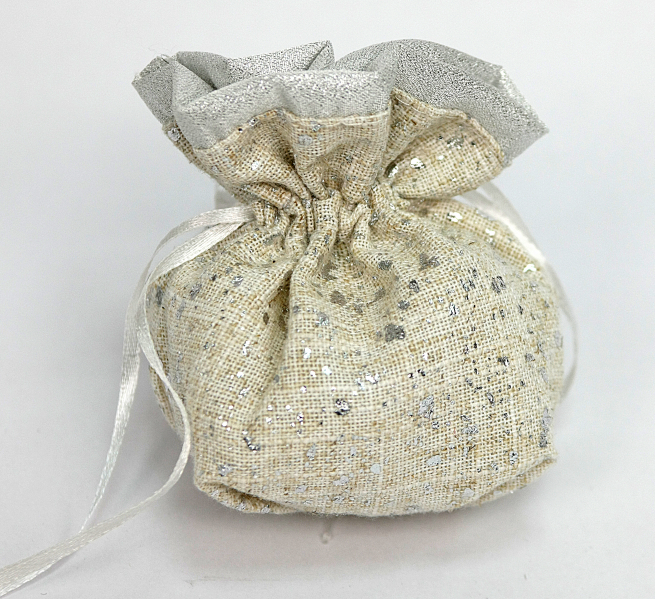 Sacchetto in tessuto argento, 7x13x10 cm, confezione da 12 pezzi