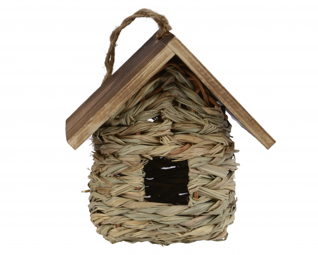 Casetta per uccelli in legno, altezza 18 cm