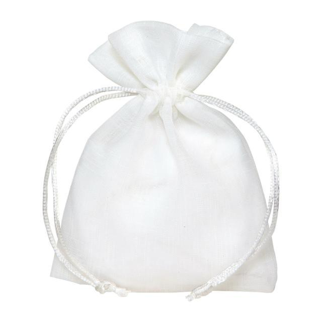 Sacchetto cotone bianco "Aura" con tirante, 10x14cm, confezione da 10 pezzi
