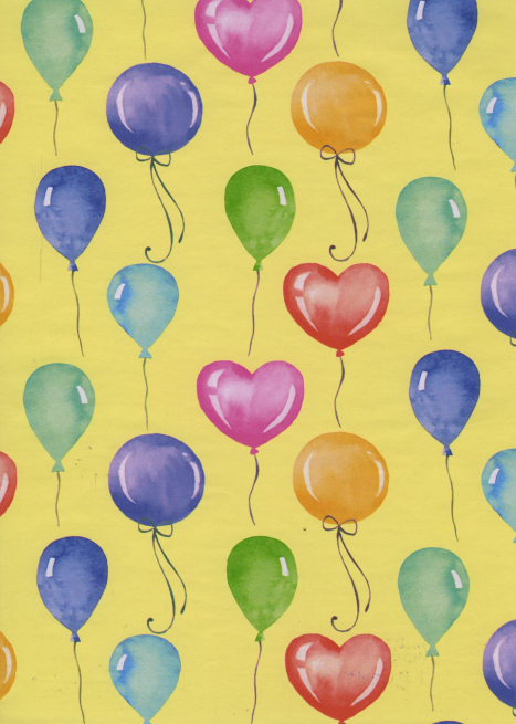 Carta da regalo "Raso" fantasia palloncini, fondo crema, formato 70x100 cm, confezione da 25 fogli