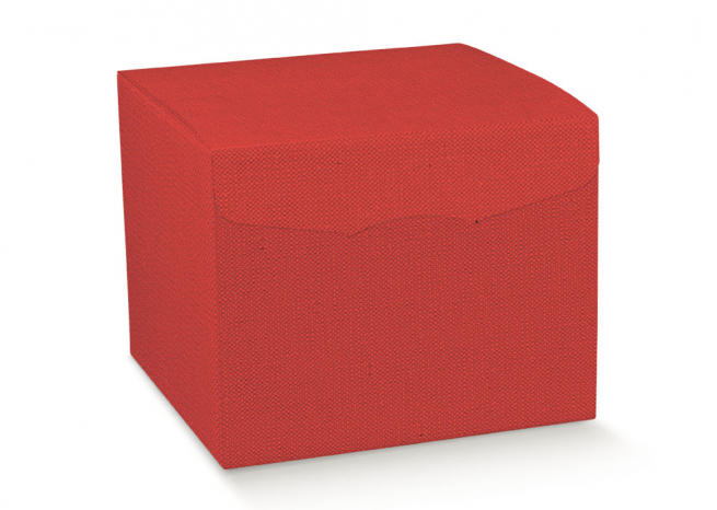 Scatola "Segreto" automontante base quadrata in cartone effetto lino rosso, confezione da 30 pezzi, vari formati