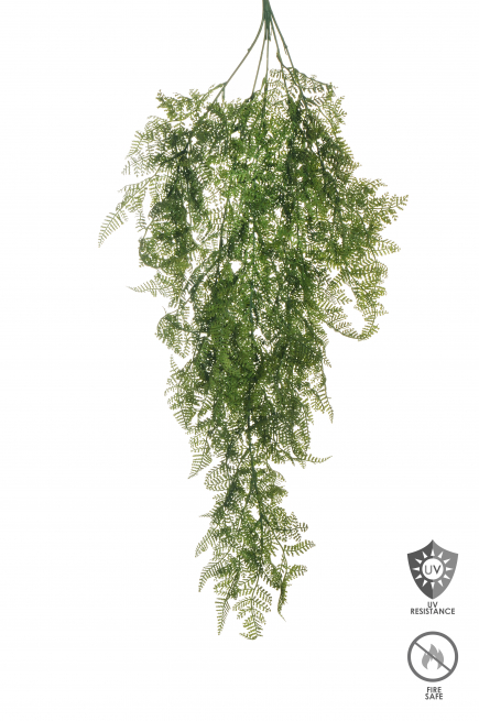 Felce verde cadente ignifuga e resistente ai raggi UV, altezza 80 cm