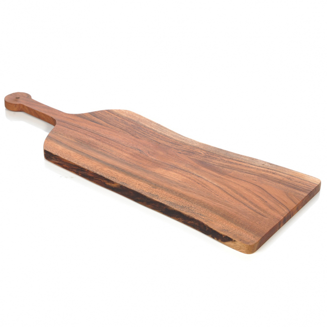 Tagliere sagomato in legno naturale con manico, formato 21x61 cm