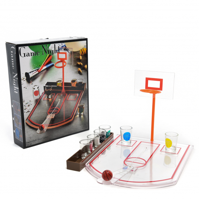 Gioco "Drink Basket" con 6 bicchieri, formato 24x30 cm, in scatola regalo