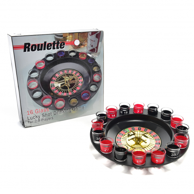 Gioco "Drink Roulette" con 16 bicchieri, diametro 30 cm, in scatola regalo