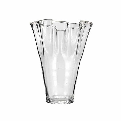 Vaso "Fazzoletto" in vetro trasparente, diametro 21.5 cm, altezza 30 cm