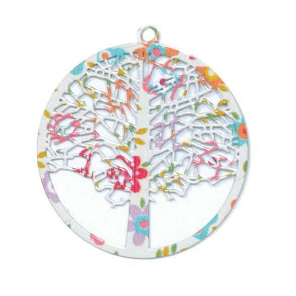 Ciondolo con foto "Albero della vita" multicolore diametro 4cm, confezione da 12 pezzi