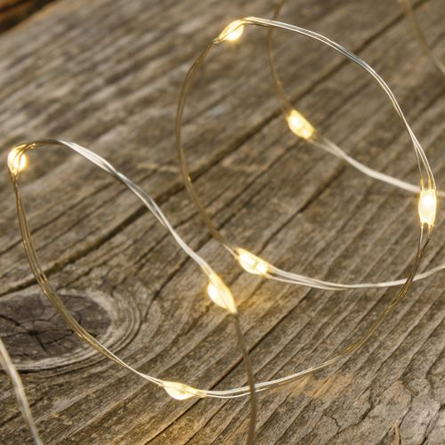 Filo lineare 40 microled a batteria, luce calda, filo in metallo, uso interno ed esterno, lunghezza 4 metri