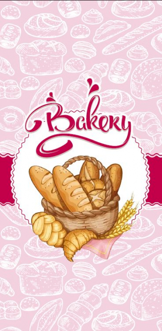 Sacchetto in carta kraft bianco 40 gr, stampa "Bakery", formato 17x36 cm, cartone da 10 kg.