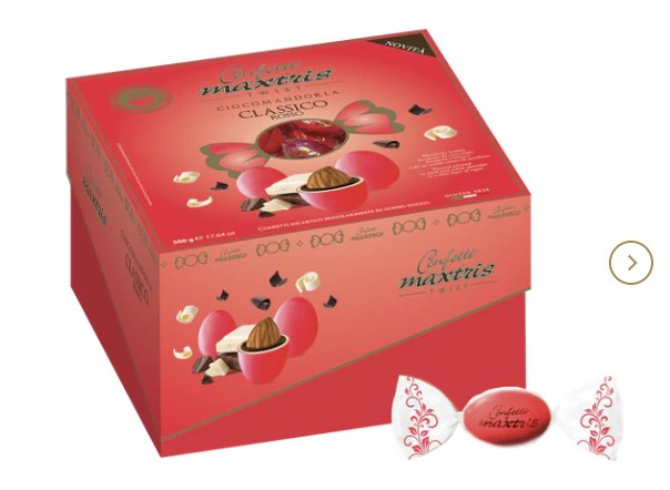 Confetti rossi "Maxtris" cadeaux twist incartati singolarmente, confezione da 500 gr