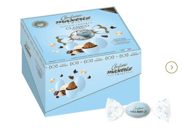 Confetti celesti "Maxtris" cadeaux twist incartati singolarmente, confezione da 500 gr