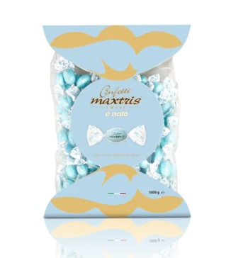 Confetti celesti "Maxtris" twist incartati singolarmente, busta da 1 kg