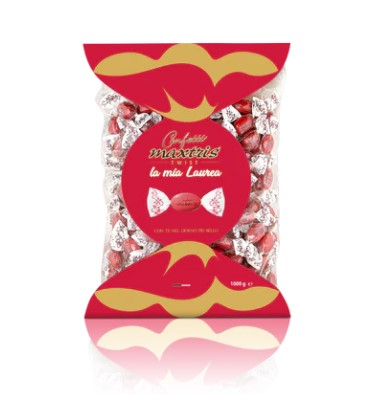 Confetti rossi "Maxtris" twist incartati singolarmente, busta da 1 kg