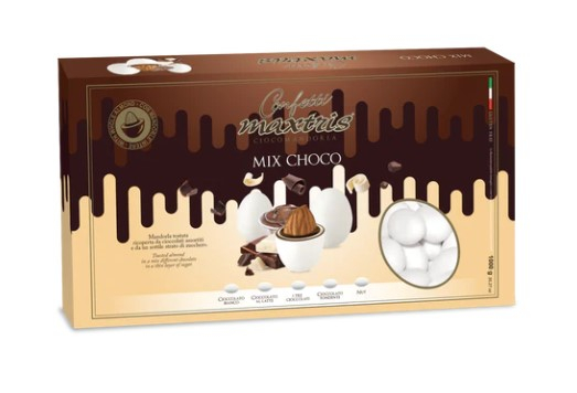 Confetti bianchi "Maxtris" mix choco, confezione da 1 kg