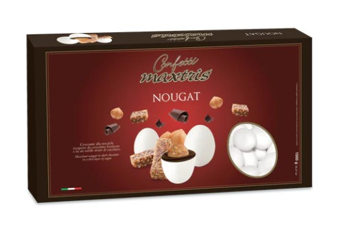 Confetti bianchi "Maxtris" nougat croccante alle nocciole, confezione da 1 kg