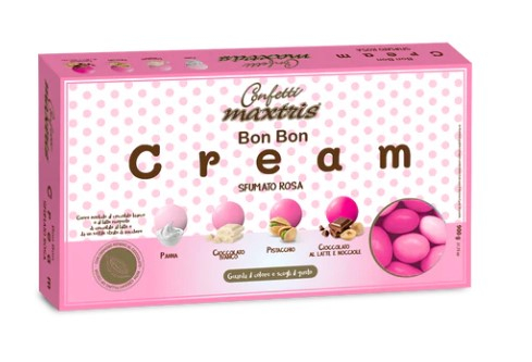 Confetti bon bon "Maxtris" cream sfumato rosa, confezione da 900 gr