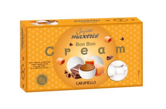 Confetti bon bon bianchi "Maxtris" cream caramello, confezione da 900 gr