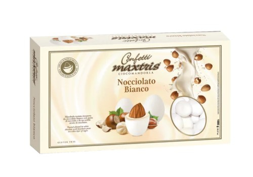 Confetti bianchi "Maxtris" nocciolato bianco, confezione da 1 kg