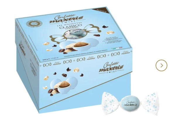 Confetti celesti "Maxtris" twist Les Noisettes incartati singolarmente, confezione da 500 gr