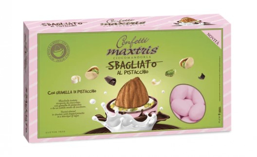 Confetti rosa "Maxtris" al pistacchio sbagliato, confezione da 1 kg