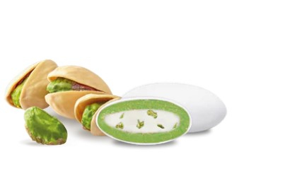 Confetti bianchi "Two Milk" crunch pistacchio, confezione da 1 kg