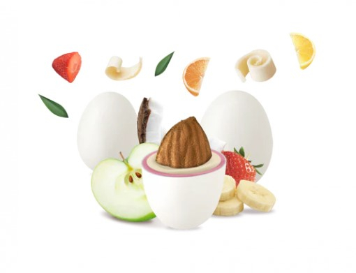 Confetti bianchi "Maxtris" twist frutta incartati singolarmente, busta da 1 kg