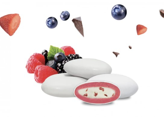 Confetti bianchi "Two Milk" crunch frutti rossi, confezione da 1 kg