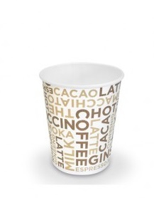 Bicchiere in cartoncino per bevande calde e fredde con grafica generica "Coffee White"