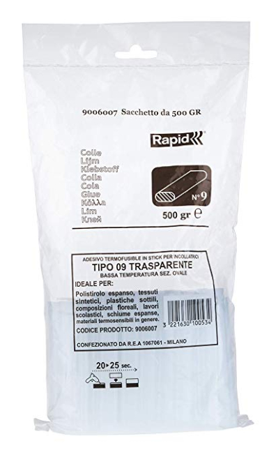 Colla in stick ovale trasparente, lunghezza 10 cm, confezione da 500 grammi