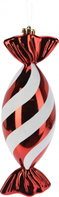 Caramella infrangibile bianco e rosso da appendere, altezza 30 cm