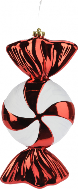 Caramella infrangibile bianco e rosso da appendere, altezza 30 cm