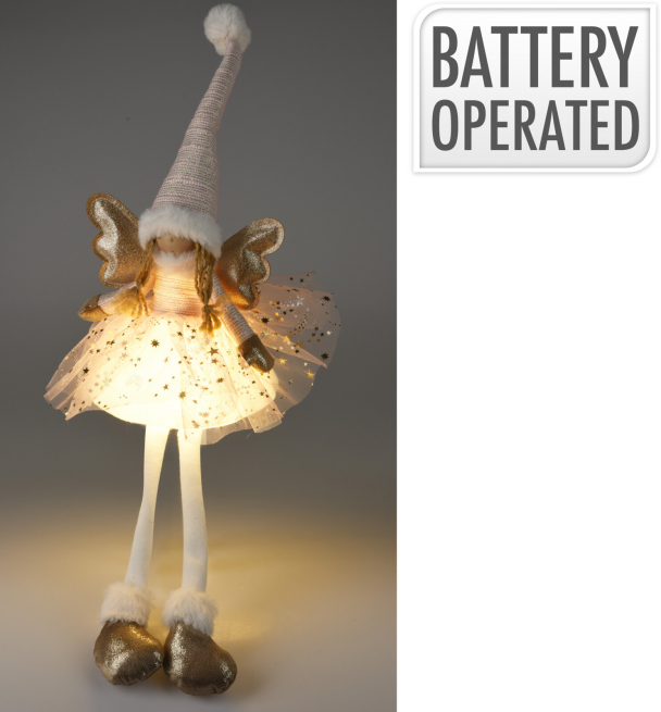Angelo oro rosa con led, altezza 60 cm