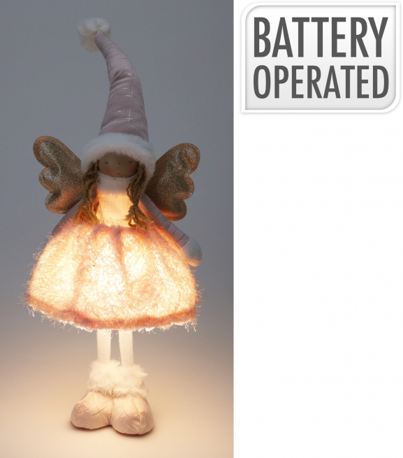 Angelo oro rosa con led, altezza 50 cm