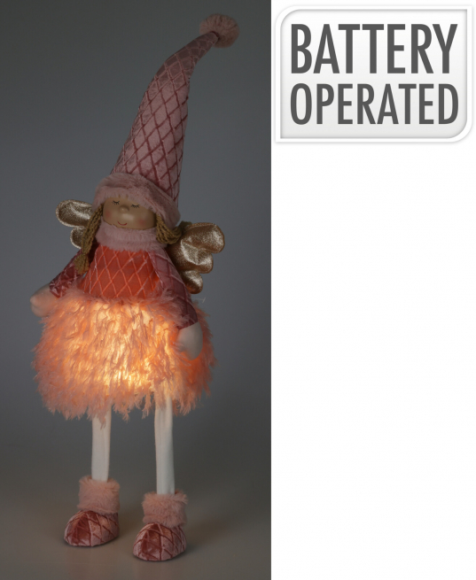 Angelo oro rosa con led, altezza 81 cm