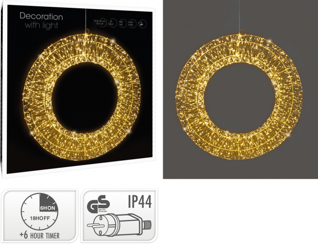 Corona con 960 led, diametro 38 cm
