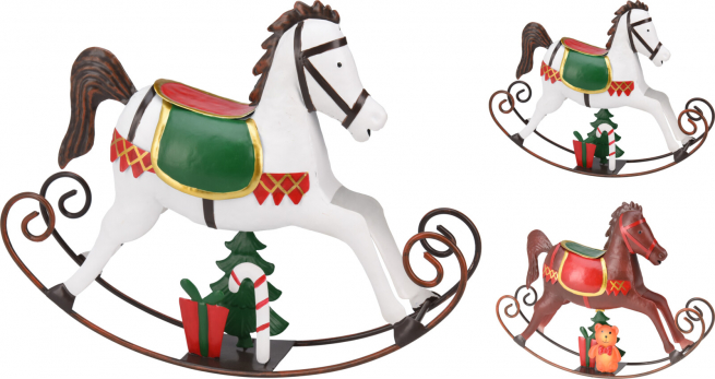 Cavallo a dondolo in metallo altezza 34 cm, modelli assortiti