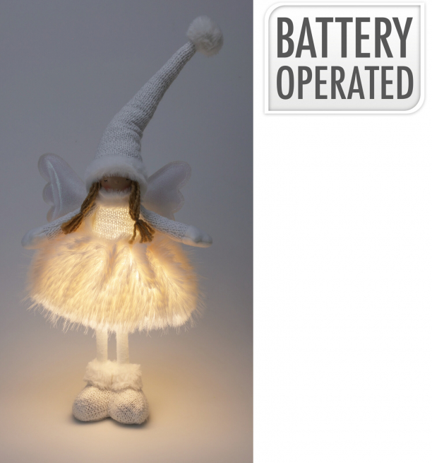 Angelo bianco con led, altezza 50 cm