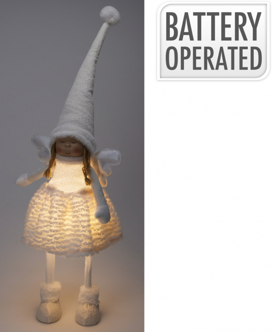 Angelo bianco con led, altezza 81 cm