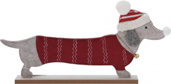 Cane in feltro con base legno, lunghezza 47 cm