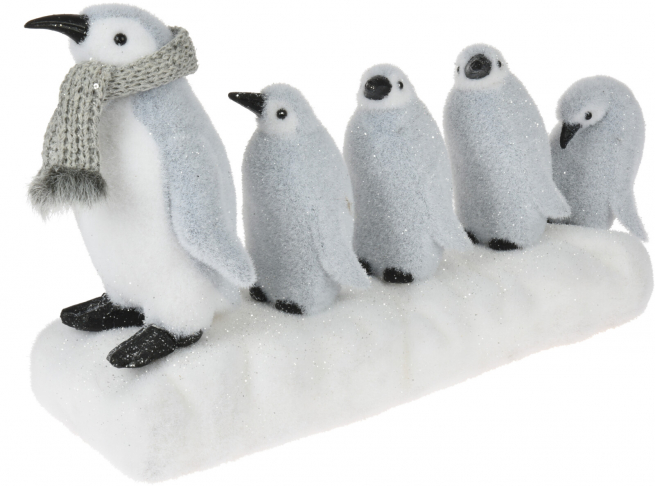 Famiglia di pinguini in tessuto, 47x26 cm