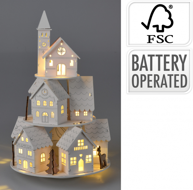 Casa in legno "Carillo" con led, altezza 29 cm