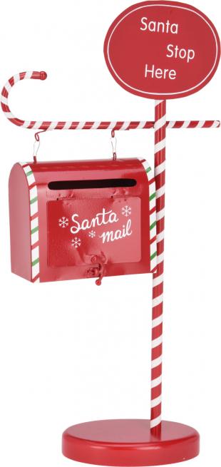 Cassetta postale di Babbo Natale con piedistallo, 10x24 cm, altezza 51 cm