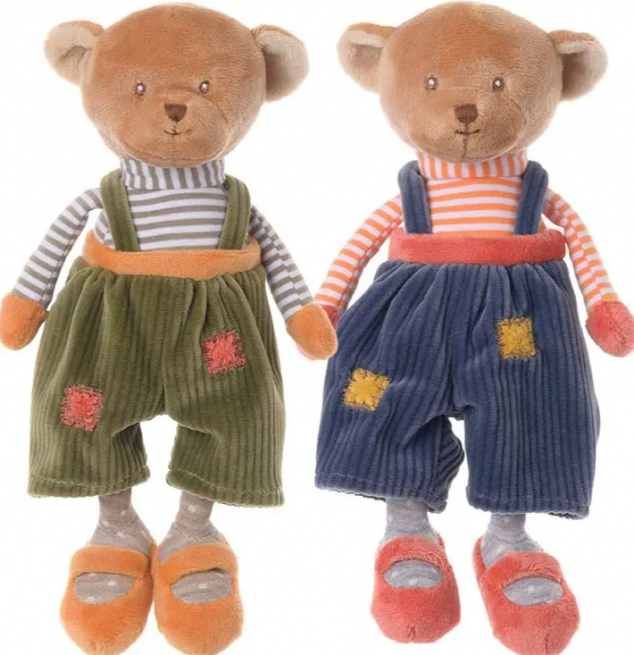 Orso baby "Mavi" salopette verde, altezza 20 cm