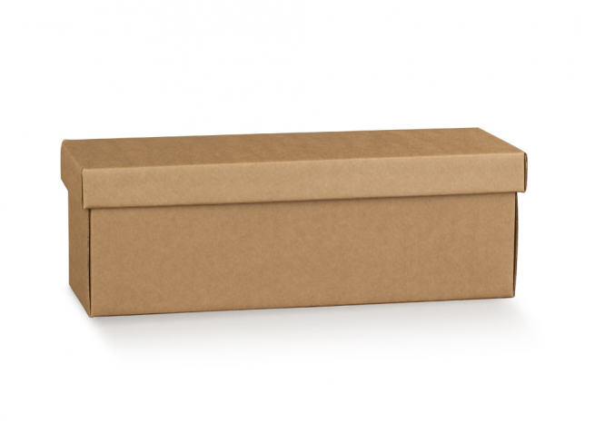 Scatola per bottiglia magnum fondo con coperchio, in cartone avana liscio, 14x42x14 cm, cartone da 20 pezzi