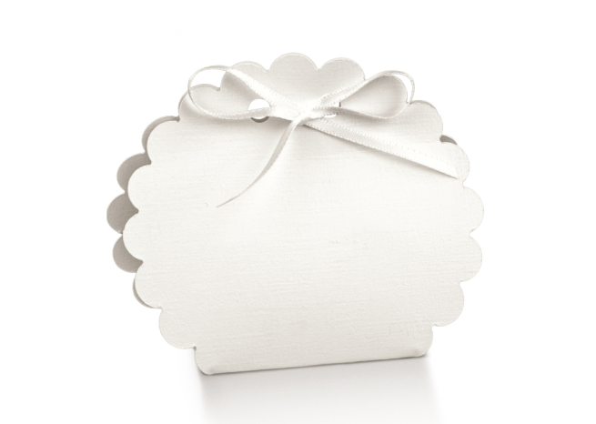 Scatola tonda in cartoncino bianco con nastro per chiusura, 4x5.8x8.5 cm, confezione da 10 pezzi