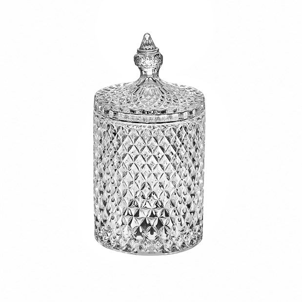 Bomboniera in vetro stile "Bohemia", diametro 10.5 cm, altezza 21 cm